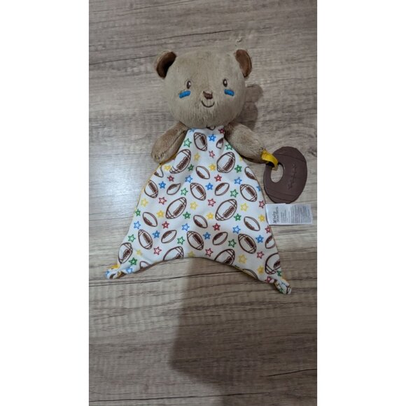 Baby Starters Plush Bear Lovey Football  Star Print Satin Back knotted Rattle - Picture 4 of 7